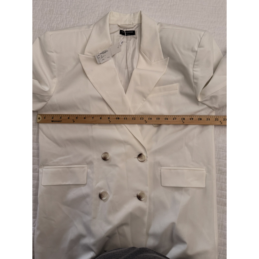 Naked Wardrobe Blazer Women's M White Double Breasted Tuxedo NWT - Picture 5 of 10